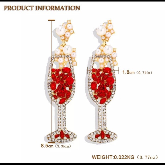 Champagne glass Bubbly Dangle Earrings Party - Picture 13 of 13